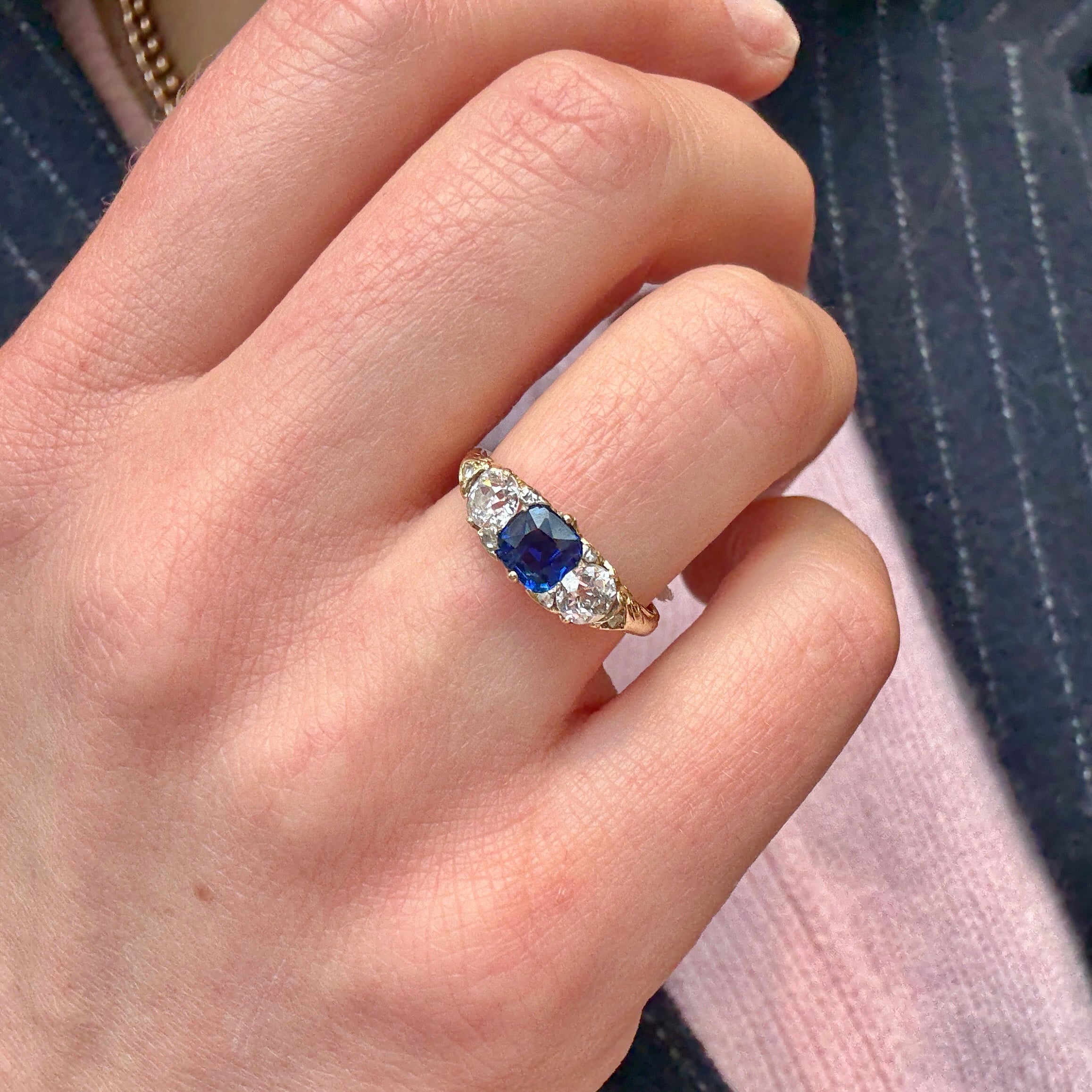 Victorian Sapphire and Diamond Ring-Charlotte Sayers Antique Jewellery