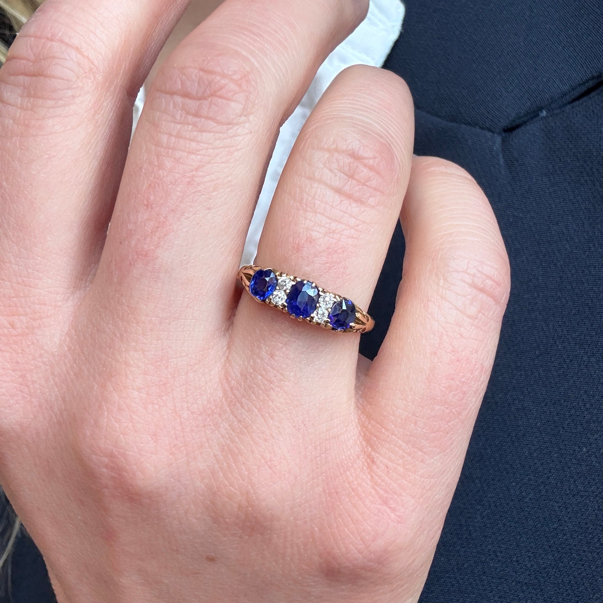 Victorian Sapphire and Diamond Ring-Charlotte Sayers Antique Jewellery