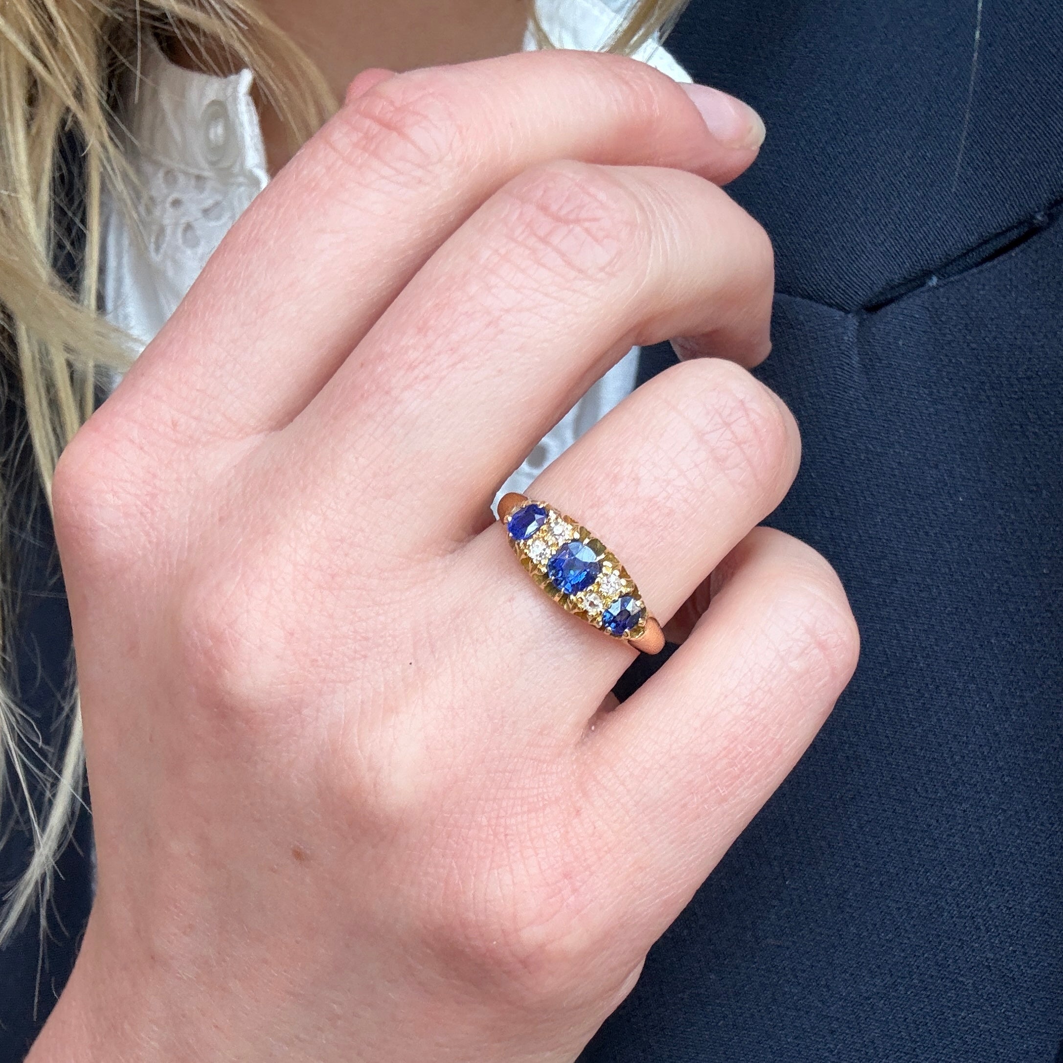 Victorian Sapphire and Diamond Ring-Charlotte Sayers Antique Jewellery