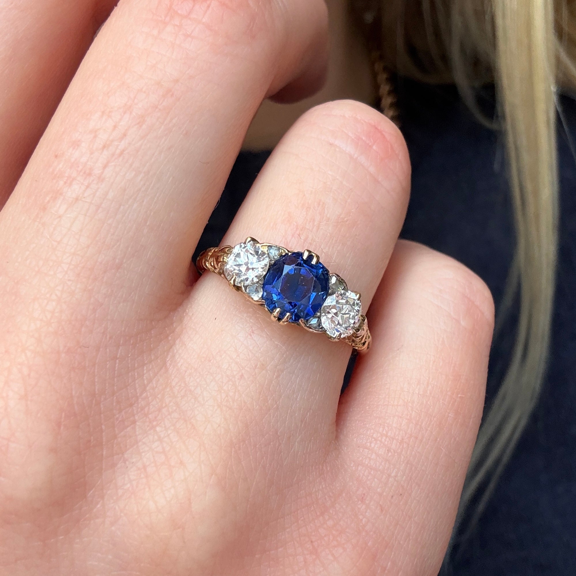 Victorian Sapphire and Diamond Ring-Charlotte Sayers Antique Jewellery