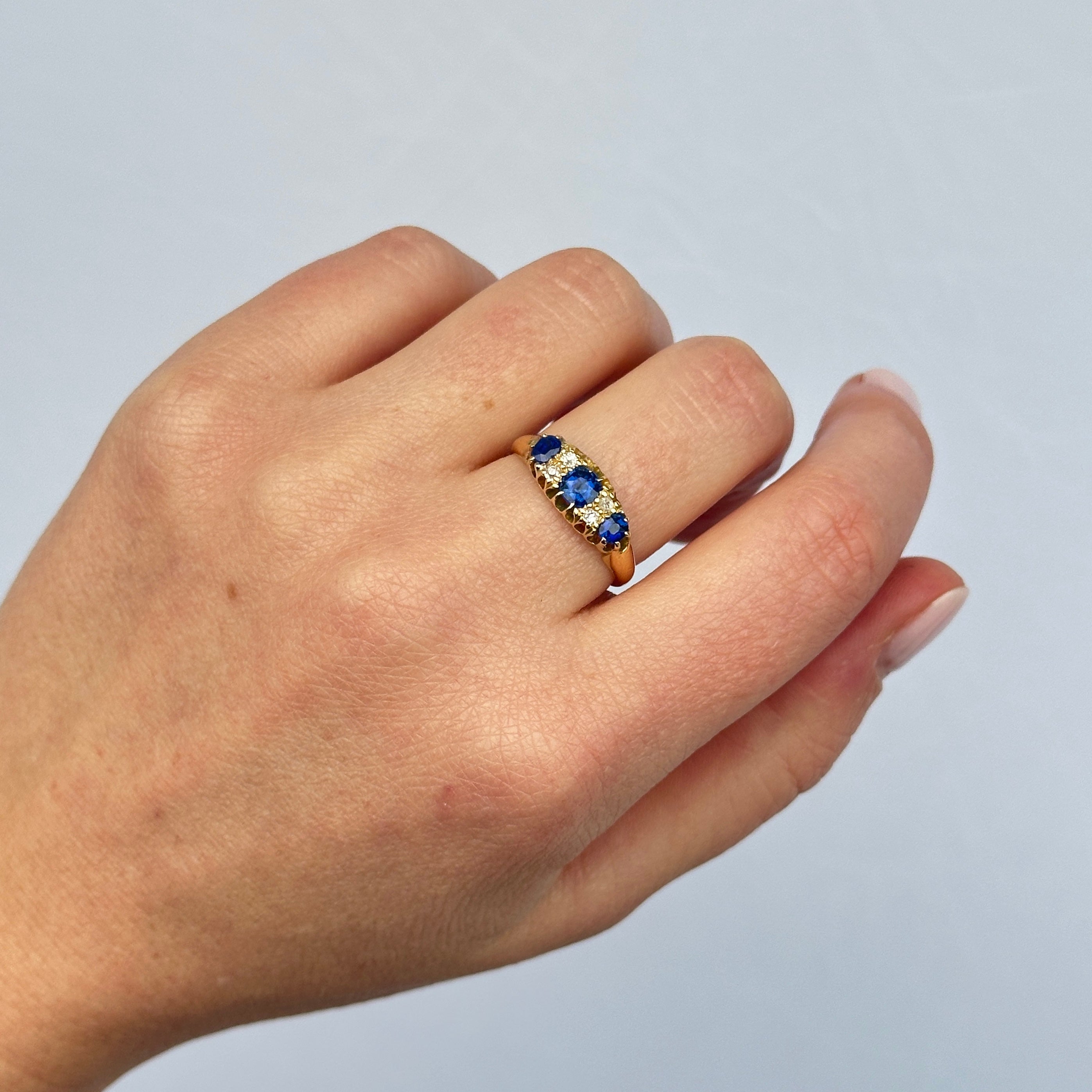 Victorian Sapphire and Diamond Ring-Charlotte Sayers Antique Jewellery