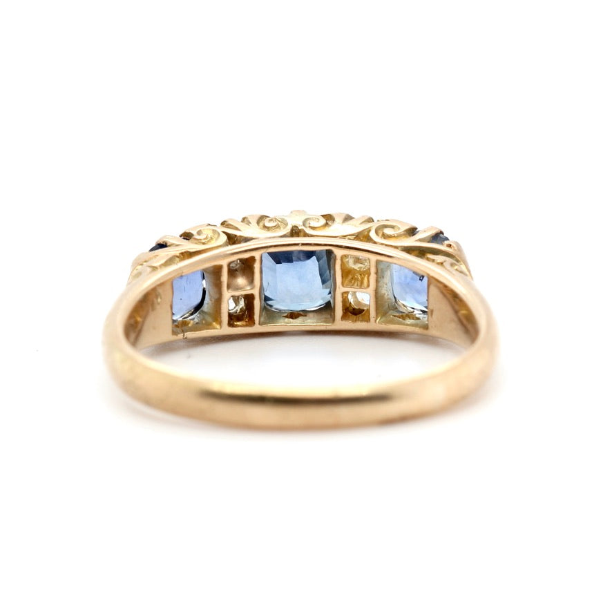 Victorian Sapphire and Diamond Ring-Charlotte Sayers Antique Jewellery