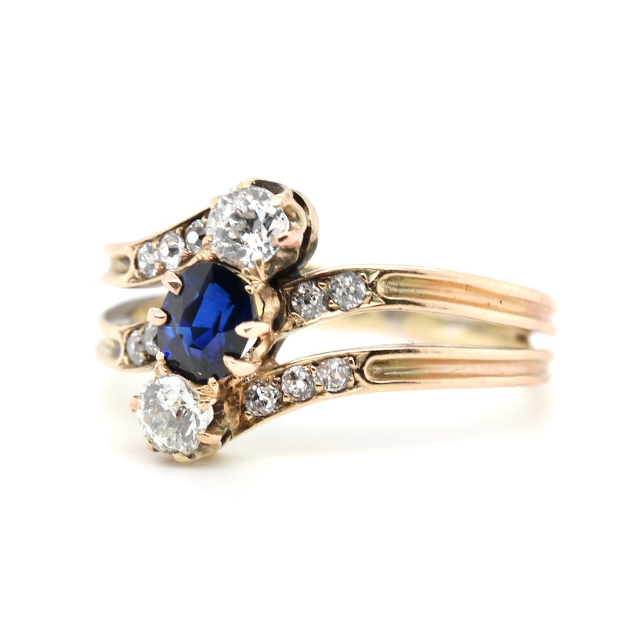 Victorian Sapphire and Diamond Ring-Charlotte Sayers Antique Jewellery