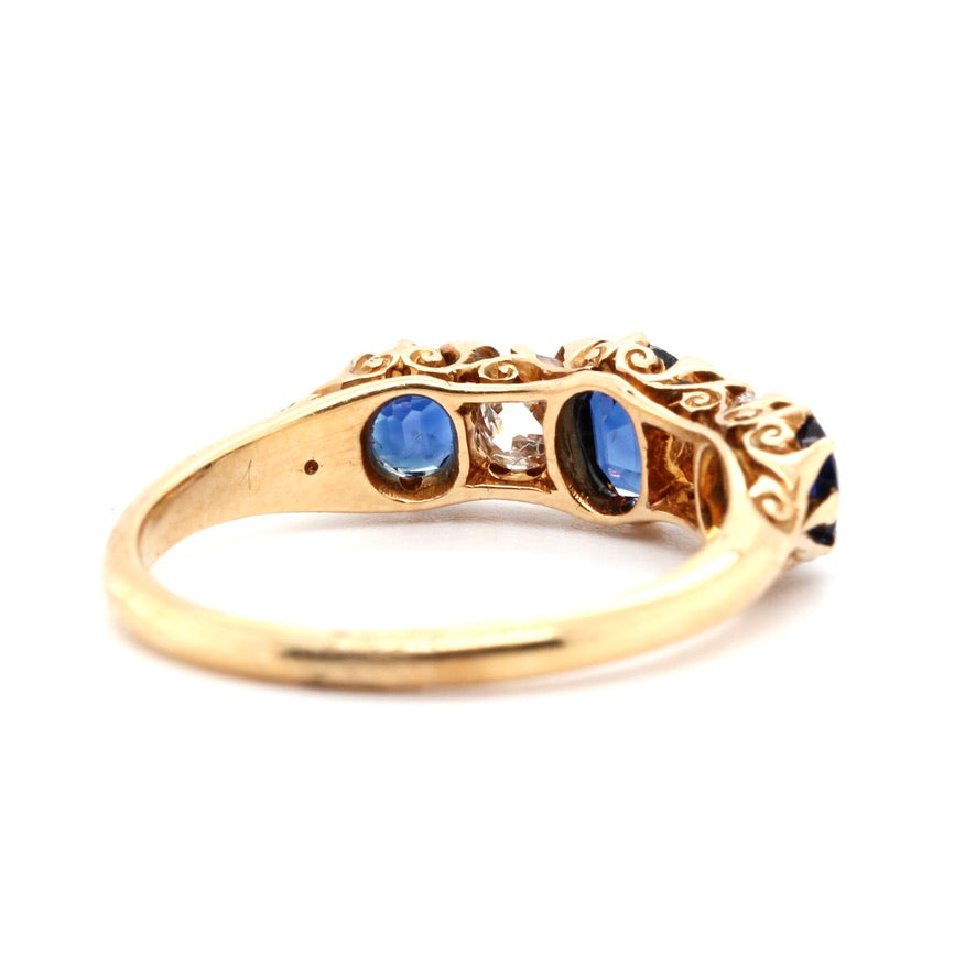 Victorian Sapphire and Diamond Ring-Charlotte Sayers Antique Jewellery