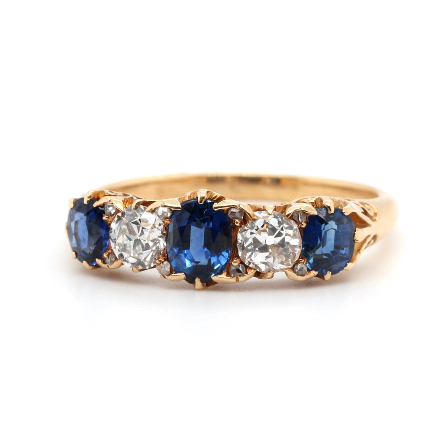 Victorian Sapphire and Diamond Ring-Charlotte Sayers Antique Jewellery