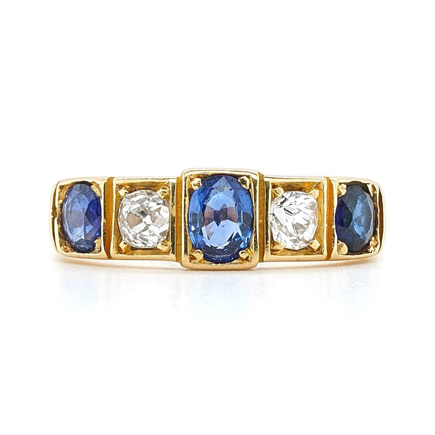 Victorian Sapphire and Diamond Ring-Charlotte Sayers Antique Jewellery