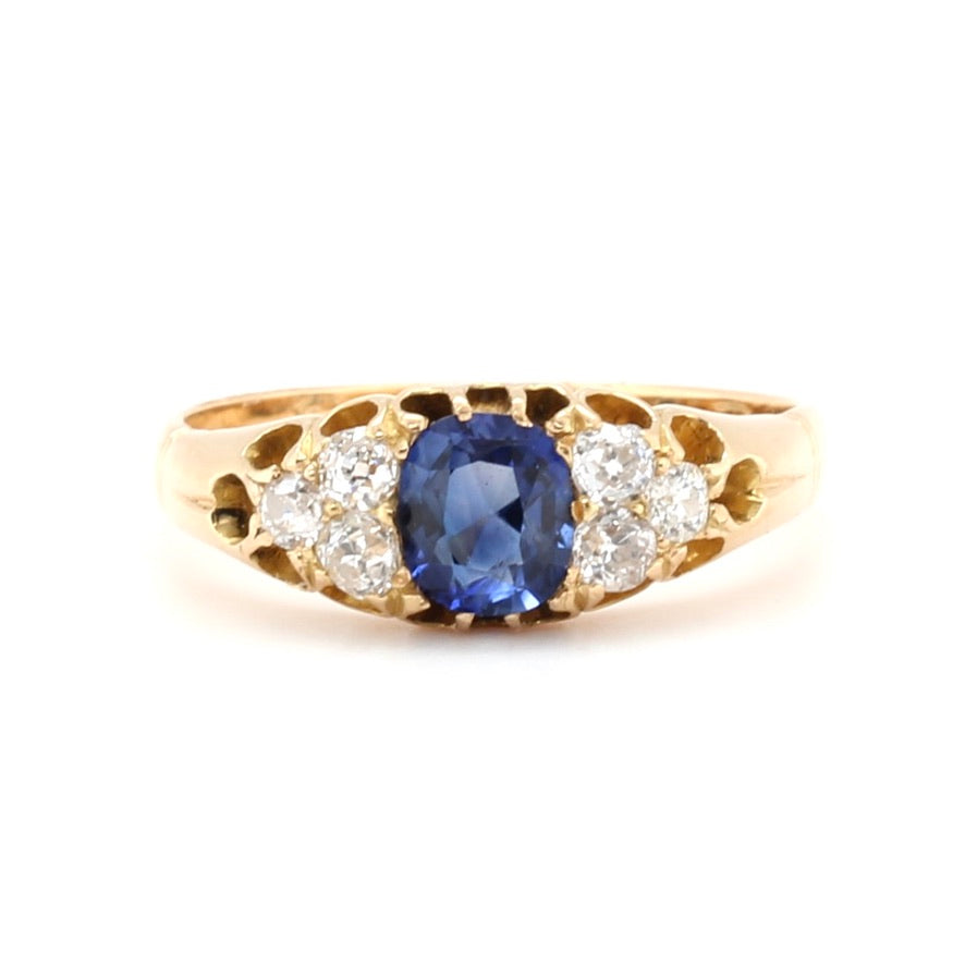 Victorian Sapphire and Diamond Ring-Charlotte Sayers Antique Jewellery