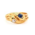 Victorian Sapphire and Diamond Snake Ring-Charlotte Sayers Antique Jewellery