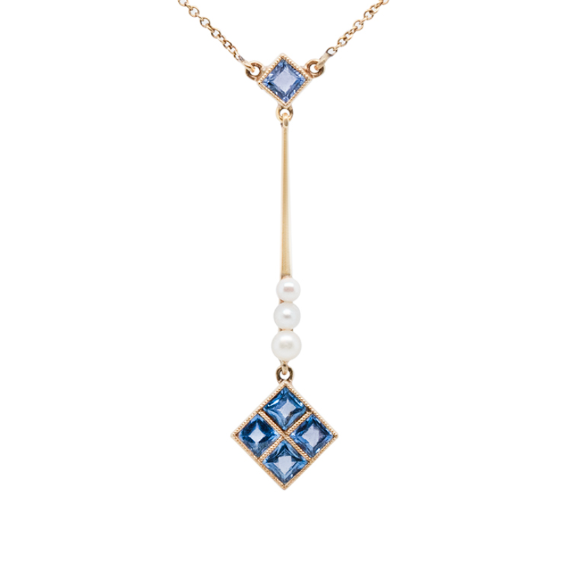 Victorian Sapphire and Pearl Pendant-Charlotte Sayers Antique Jewellery