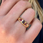 Victorian Sapphire and Ruby Gypsy Ring-Charlotte Sayers Antique Jewellery