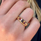 Victorian Sapphire and Ruby Gypsy Ring-Charlotte Sayers Antique Jewellery