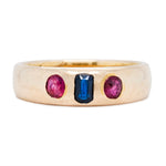 Victorian Sapphire and Ruby Gypsy Ring-Charlotte Sayers Antique Jewellery