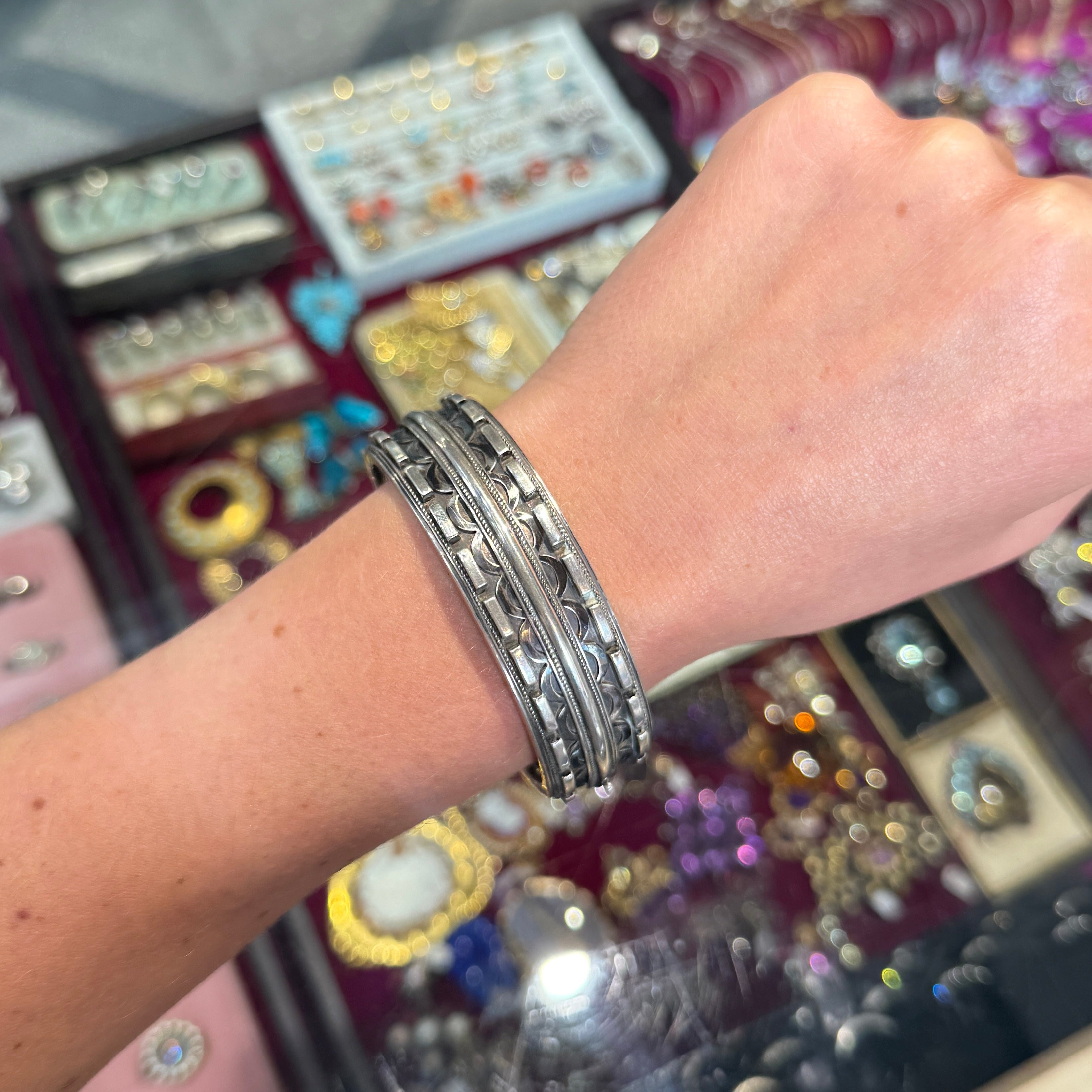 Victorian Silver Bangle-Charlotte Sayers Antique Jewellery