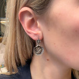 Victorian Silver Butterfly Shell Earrings-Charlotte Sayers Antique Jewellery