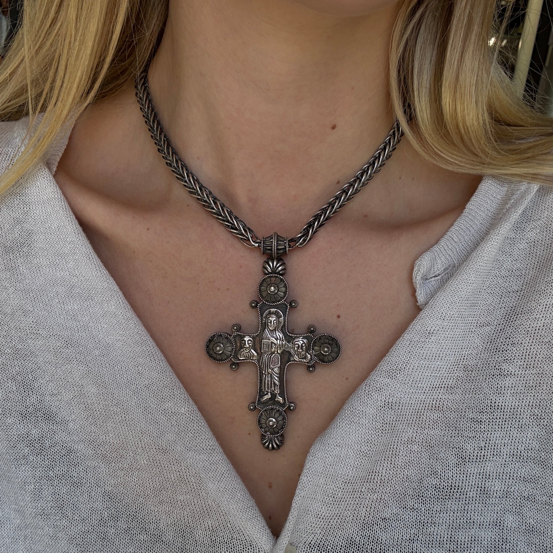 Victorian Silver Cross and Collar-Charlotte Sayers Antique Jewellery