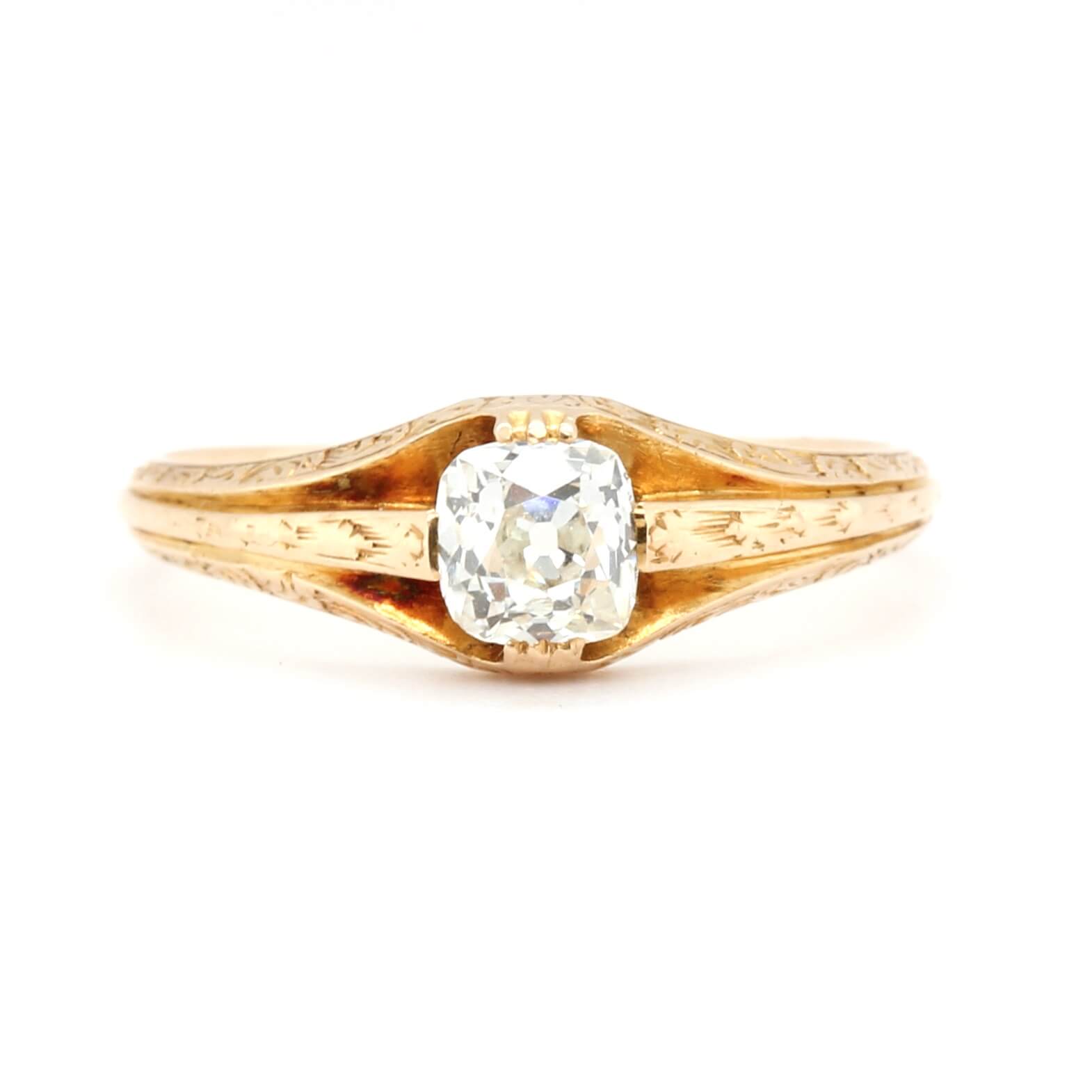 Victorian Single Stone Diamond Ring-Charlotte Sayers Antique Jewellery