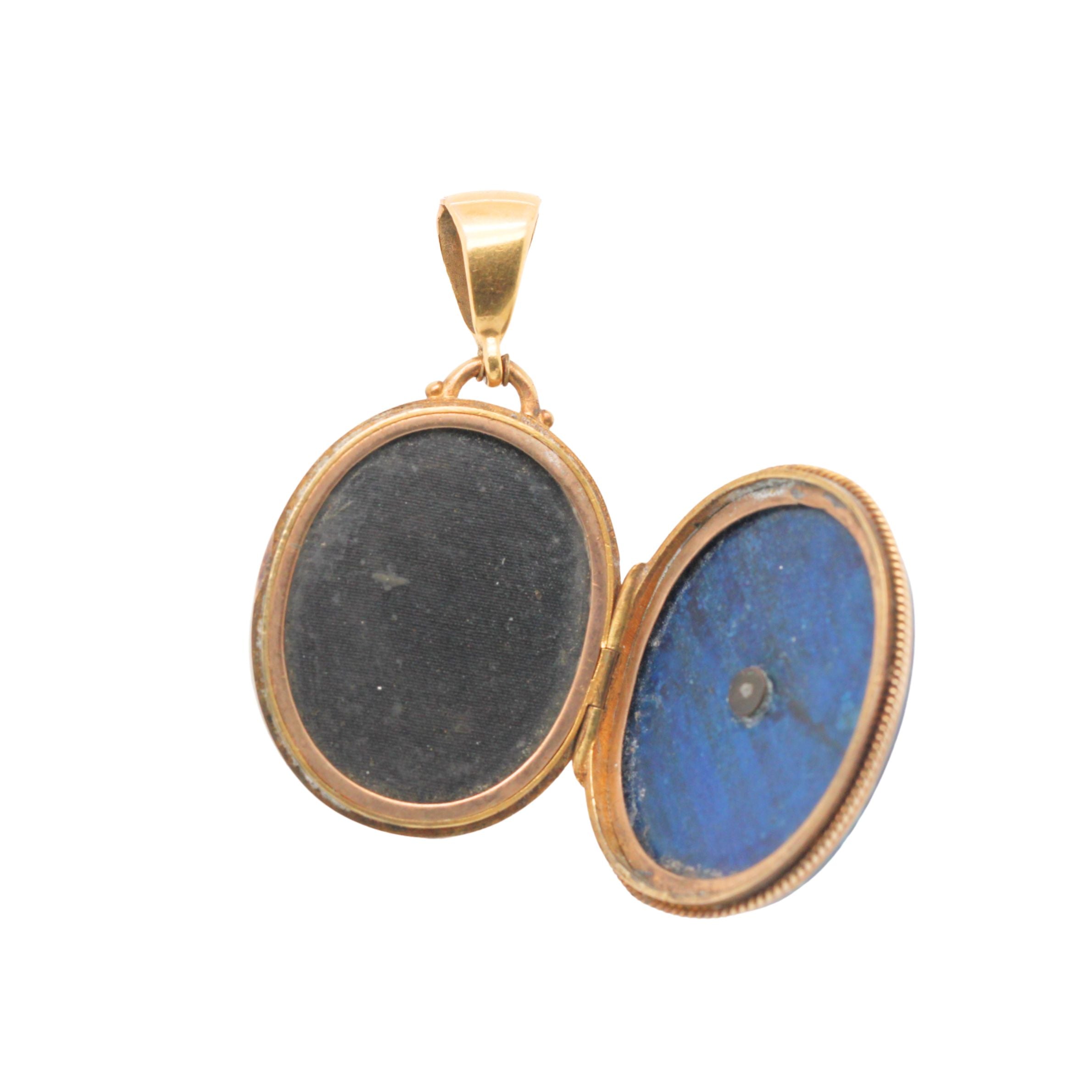Victorian Sodalite and Pearl Pendant-Charlotte Sayers Antique Jewellery
