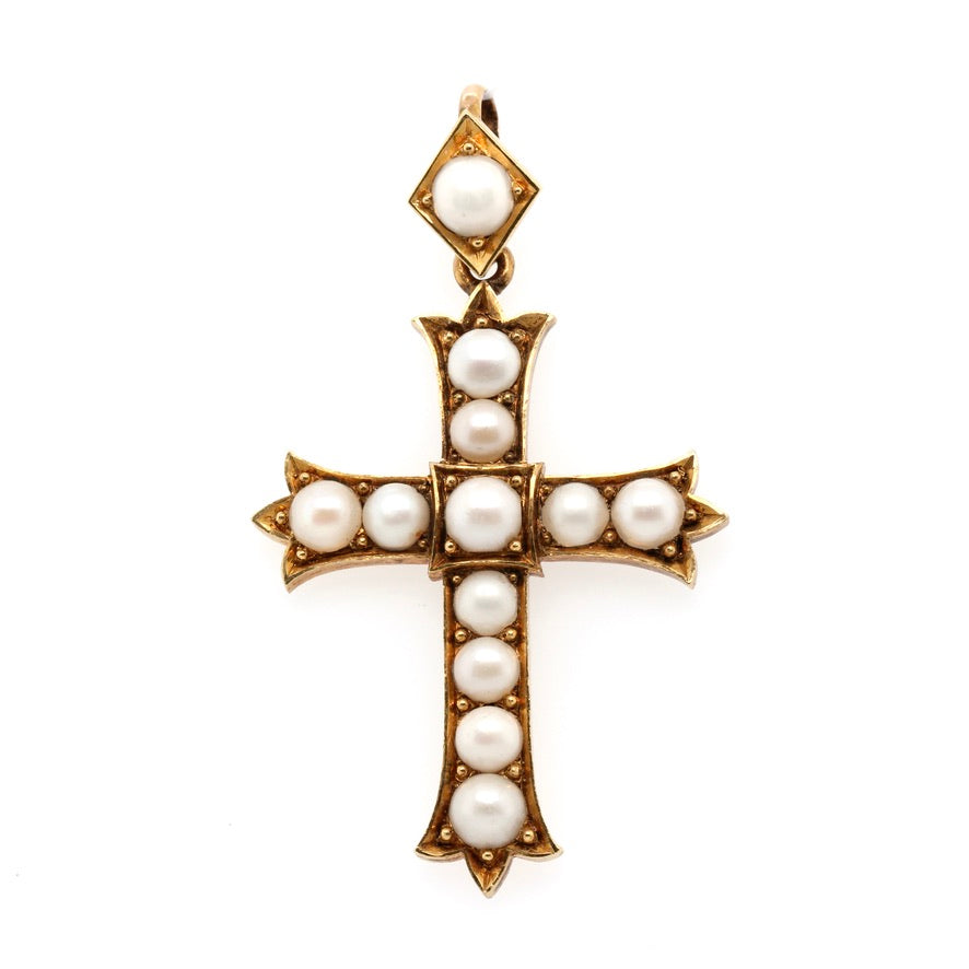 Victorian Tay River Pearl Cross-Charlotte Sayers Antique Jewellery