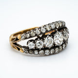 Victorian Three Row Diamond Ring-Charlotte Sayers Antique Jewellery