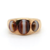 Victorian Three Stone Banded Agate Ring-Charlotte Sayers Antique Jewellery