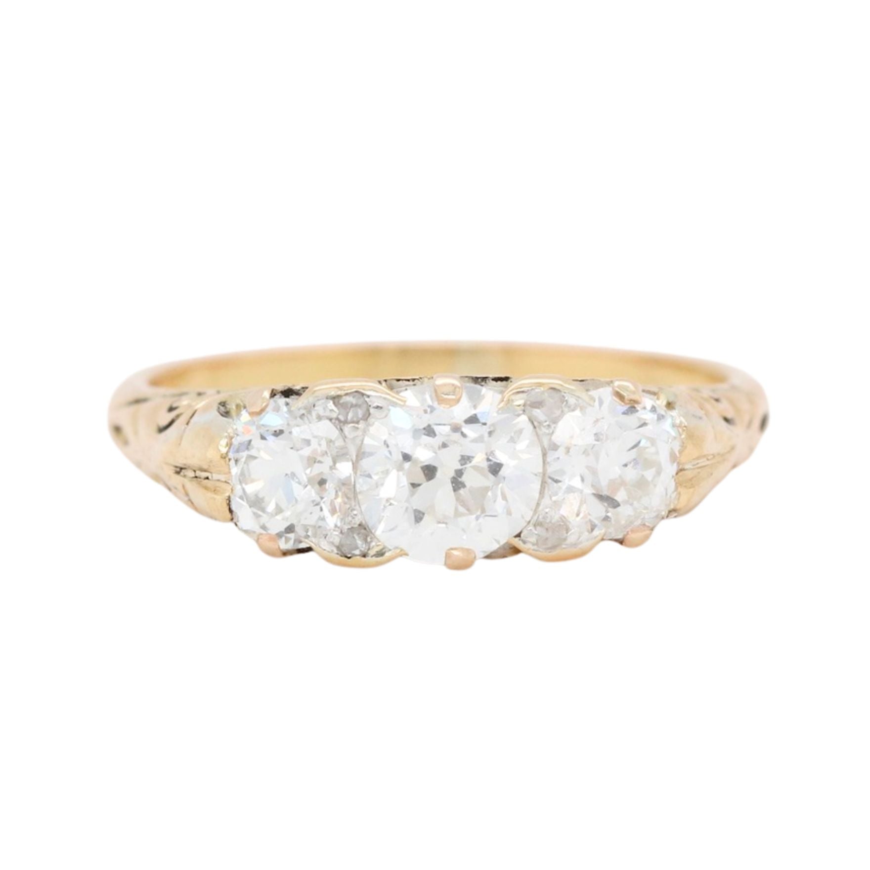 Victorian Three Stone Diamond Ring-Charlotte Sayers Antique Jewellery
