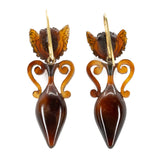 Victorian Tortoiseshell Cupid and Urn Earrings-Charlotte Sayers Antique Jewellery