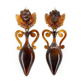 Victorian Tortoiseshell Cupid and Urn Earrings-Charlotte Sayers Antique Jewellery