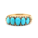 Victorian Turquoise 5 Stone Ring-Charlotte Sayers Antique Jewellery