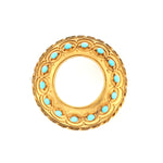 Victorian Turquoise Circular Brooch-Charlotte Sayers Antique Jewellery