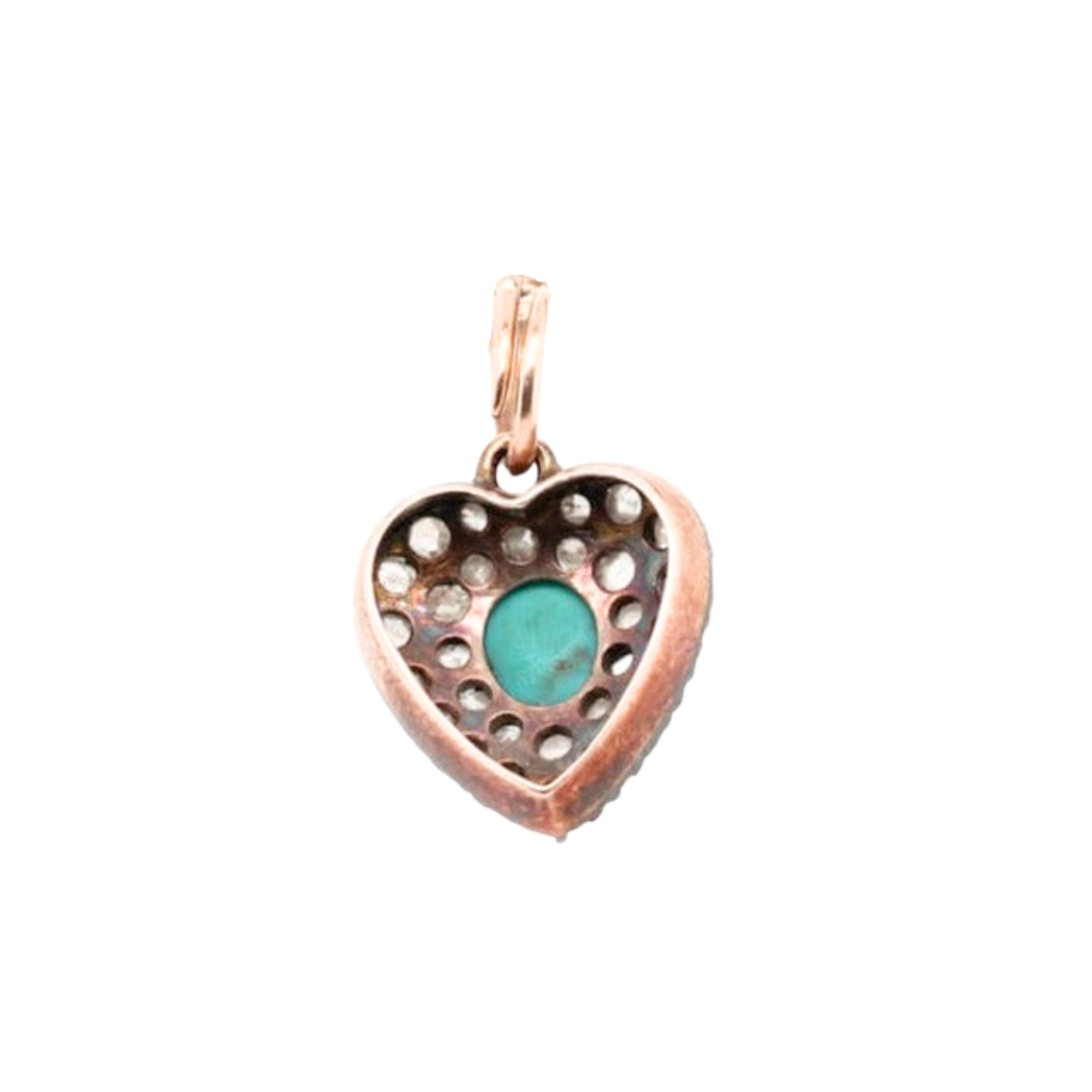 Victorian Turquoise Diamond Heart Pendant-Charlotte Sayers Antique Jewellery