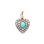 Victorian Turquoise Diamond Heart Pendant-Charlotte Sayers Antique Jewellery