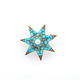 Victorian Turquoise Diamond and Pearl Start Brooch-Charlotte Sayers Antique Jewellery