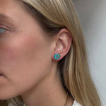 Victorian Turquoise Flower Earrings-Charlotte Sayers Antique Jewellery