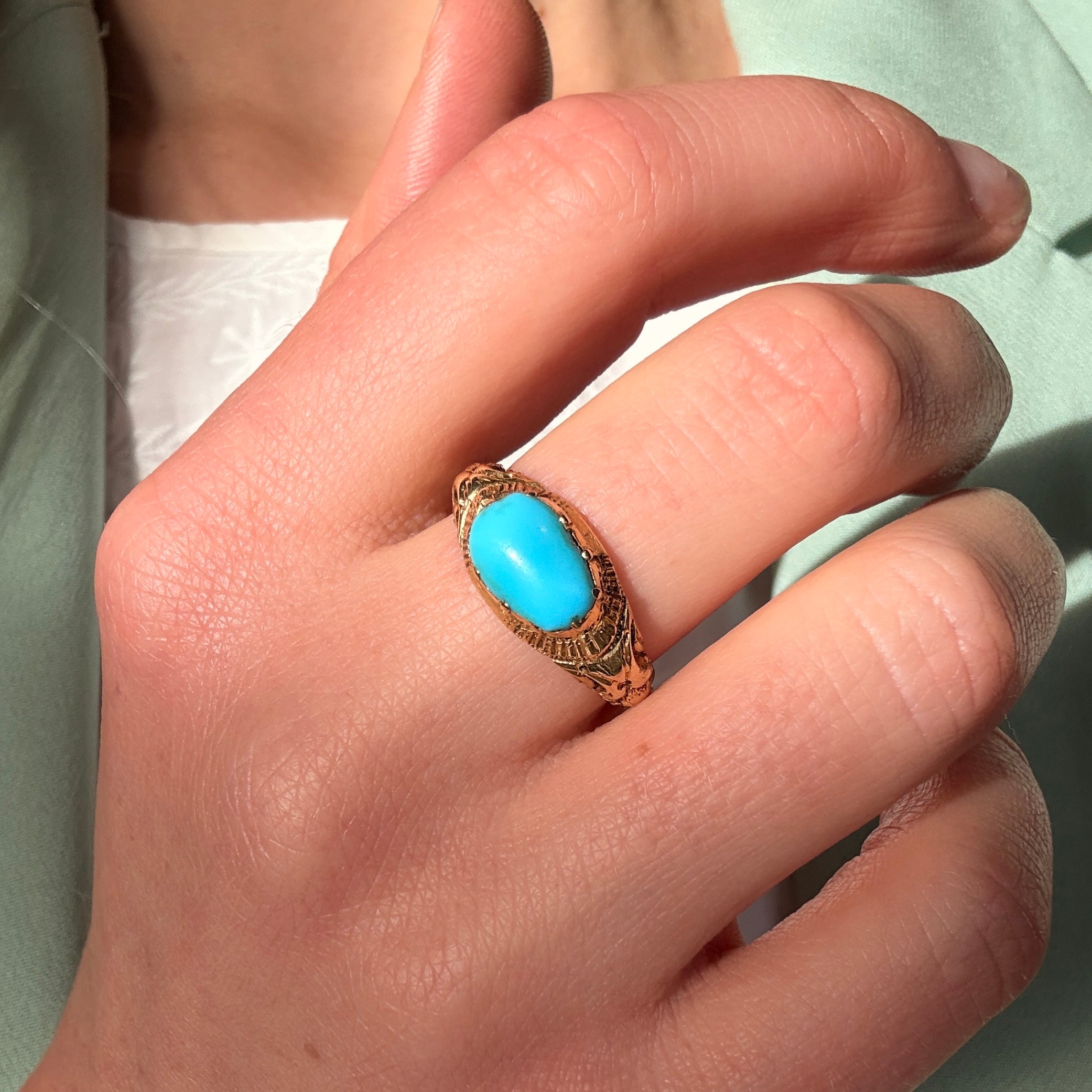 Victorian Turquoise Gold Ring-Charlotte Sayers Antique Jewellery