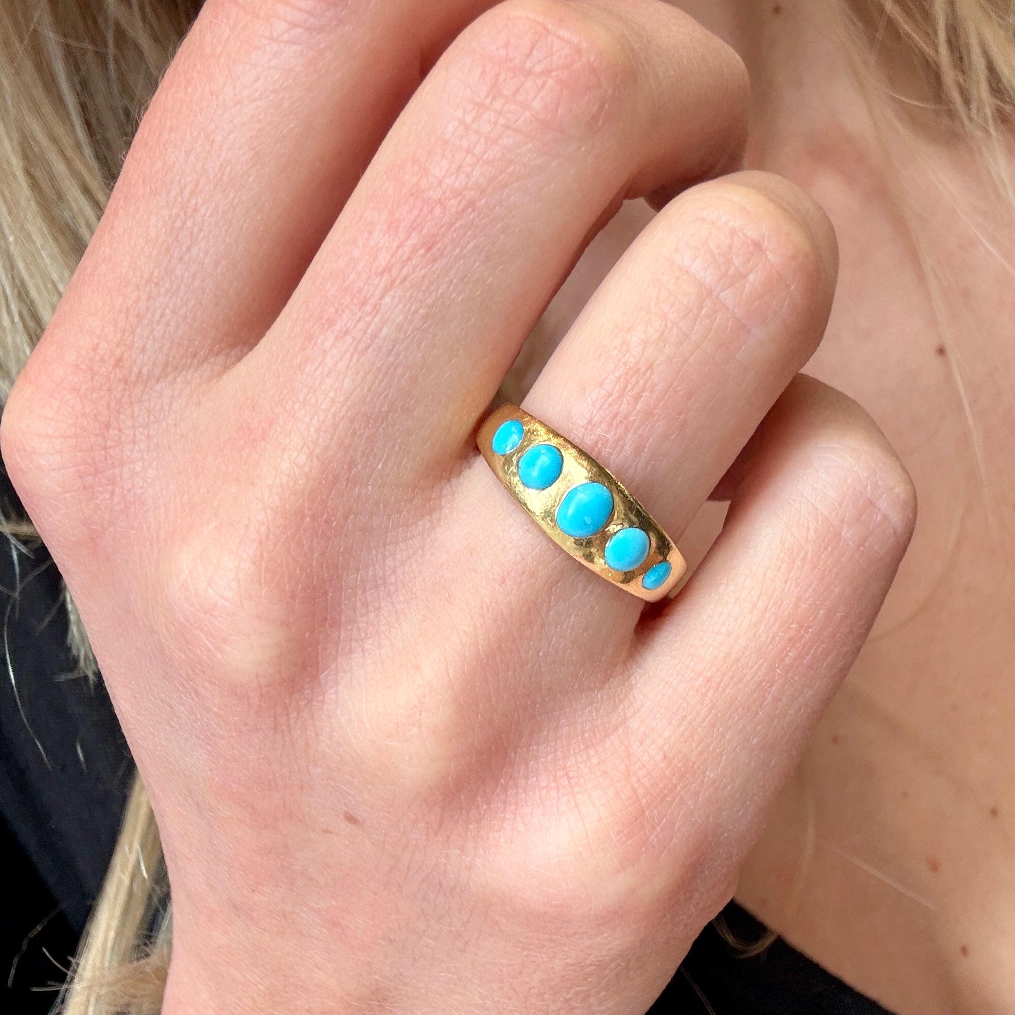Victorian Turquoise Gypsy Ring-Charlotte Sayers Antique Jewellery