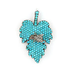 Victorian Turquoise Leaf Brooch-Charlotte Sayers Antique Jewellery