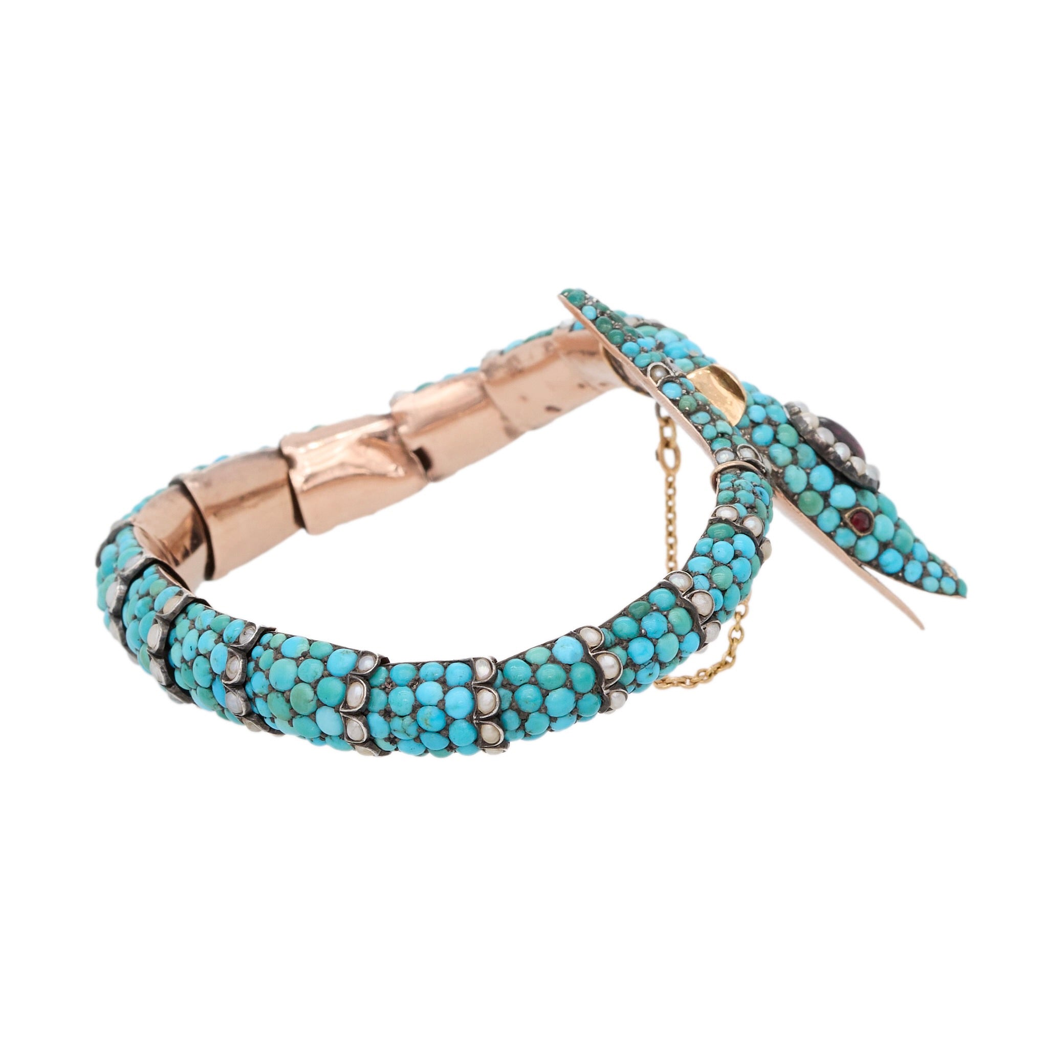 Victorian Turquoise Snake Bangle-Charlotte Sayers Antique Jewellery