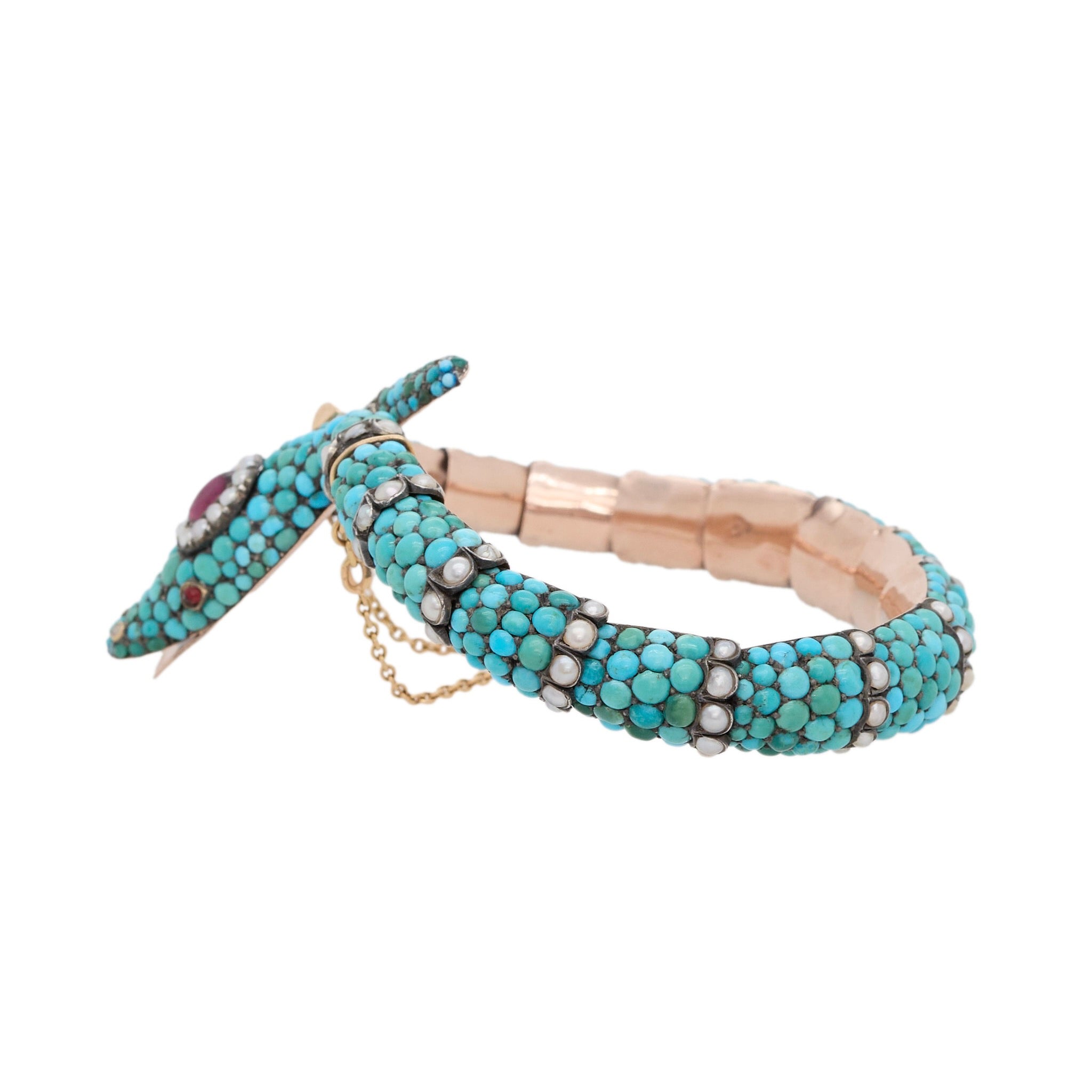Victorian Turquoise Snake Bangle-Charlotte Sayers Antique Jewellery