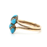 Victorian Turquoise and Diamond Double Heart Ring-Charlotte Sayers Antique Jewellery