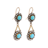 Victorian Turquoise and Diamond Earrings-Charlotte Sayers Antique Jewellery