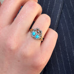 Victorian Turquoise and Diamond Heart Ring-Charlotte Sayers Antique Jewellery