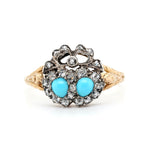 Victorian Turquoise and Diamond Heart Ring-Charlotte Sayers Antique Jewellery