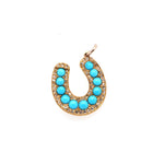 Victorian Turquoise and Diamond Horseshoe Pendant-Charlotte Sayers Antique Jewellery