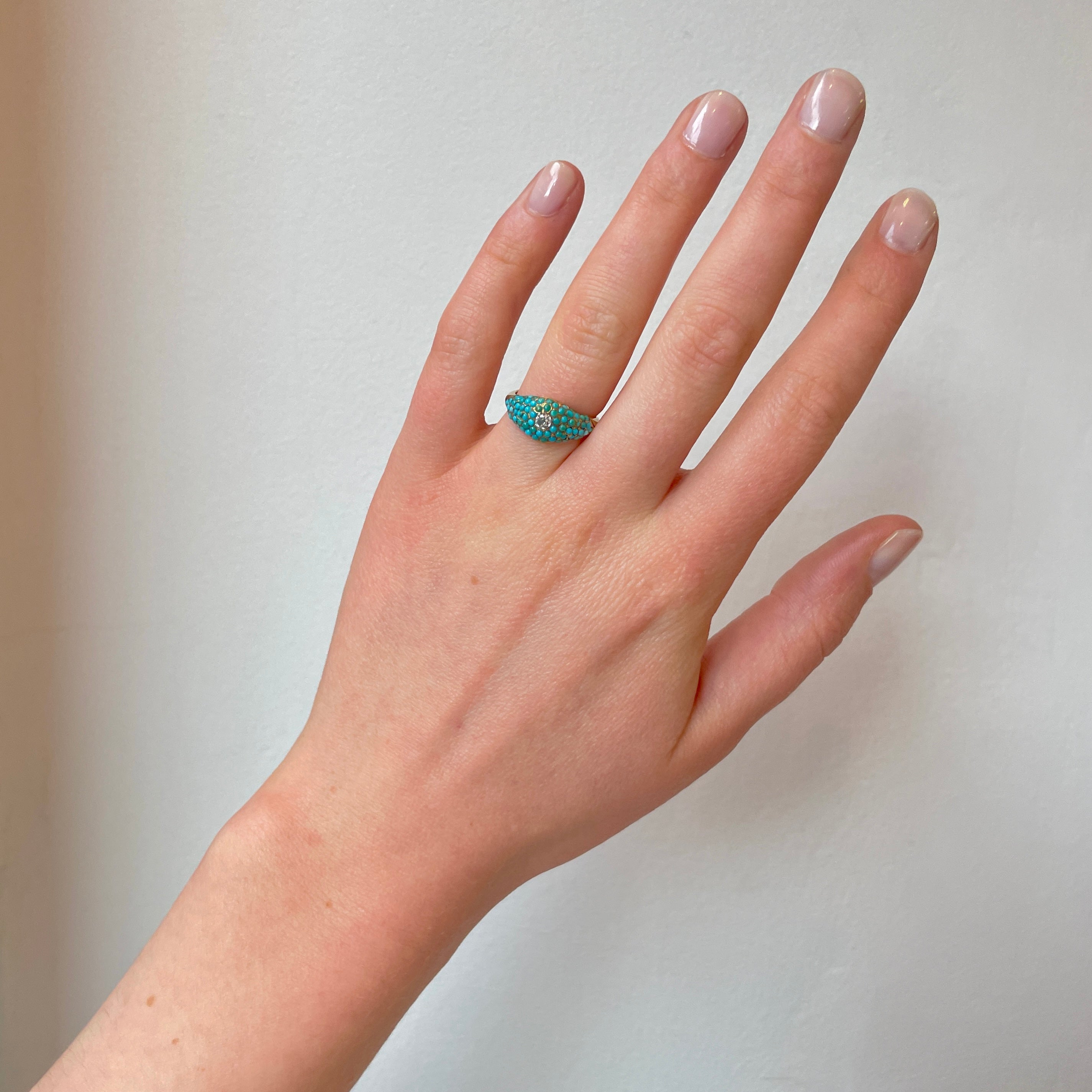 Victorian Turquoise and Diamond Ring-Charlotte Sayers Antique Jewellery