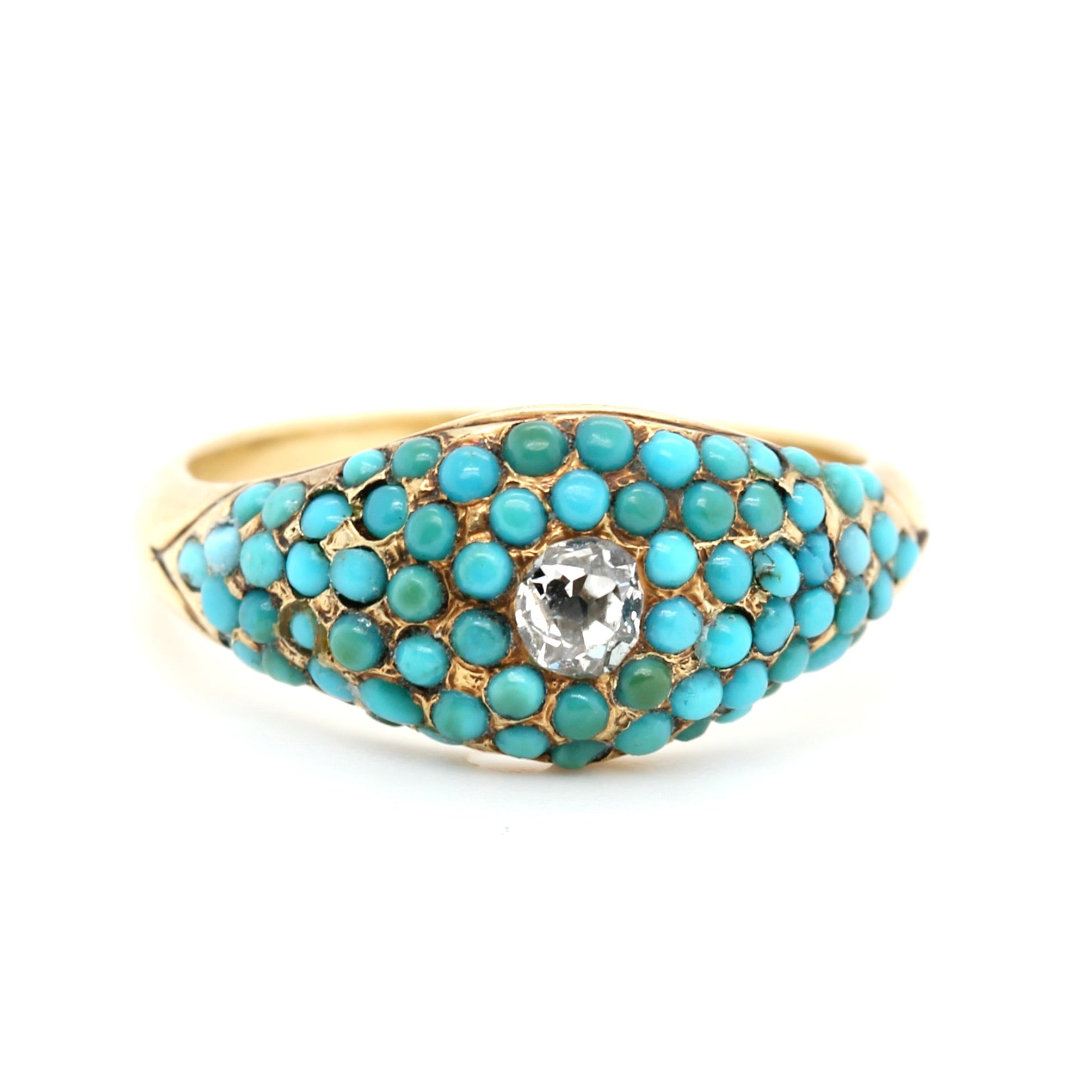 Victorian Turquoise and Diamond Ring-Charlotte Sayers Antique Jewellery