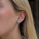 Victorian Turquoise and Diamond Stud Earrings-Charlotte Sayers Antique Jewellery