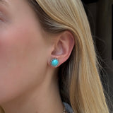 Victorian Turquoise and Diamond Stud Earrings-Charlotte Sayers Antique Jewellery