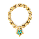 Victorian Turquoise and Gold Locket Chain Bracelet-Charlotte Sayers Antique Jewellery