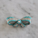 Victorian Turquoise and Natural Pearl Bow Suite-Charlotte Sayers Antique Jewellery