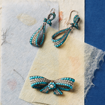 Victorian Turquoise and Pearl Earring and Brooch Suite-Charlotte Sayers Antique Jewellery